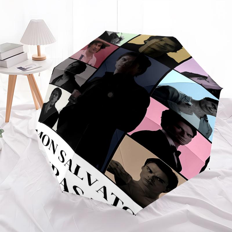 Printed The Vampire Diaries Folding Umbrella,Outdoor,Leisure,And Travel Umbrella,Durable Umbrella Fabric,Birthday And Holiday Gift