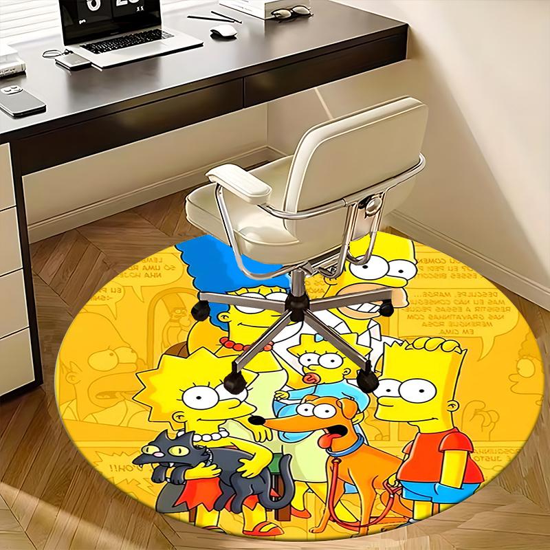 Simpsons Family, Chair Mat Round Rug Office Carpet, Machine Washable, Non Slip, Suitable for Living Rooms, Bedrooms