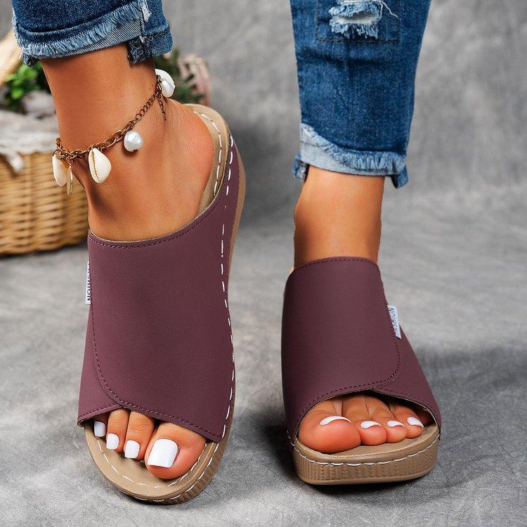 Fashion 2025 New Women Wedge Slippers Summer Fashion Slippers Open Toe Breathable Sandals Comfortable Buckle Woman Shoes Slides Women