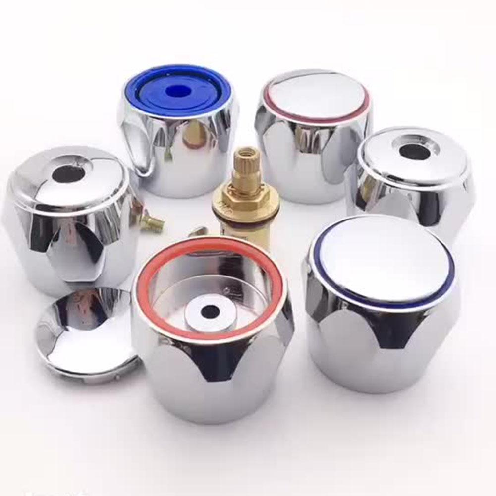 2pcs  & Cold Tap Top Head Faucet Cover Chrome Plated Replacement Set Kitchen Bathroom Faucet Handle