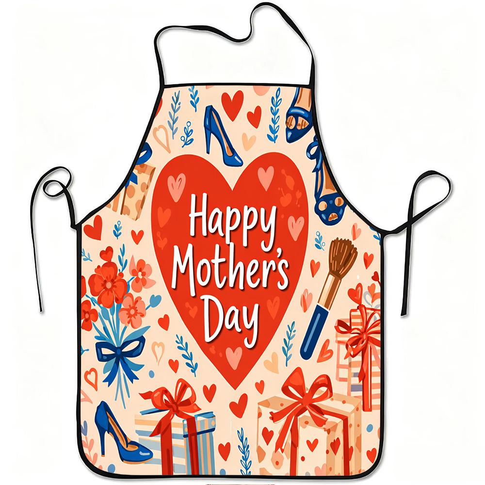 1pc of a Floral-Themed Apron for Mother'S Day, Featuring a Heart Design. It'S Sturdy, Easy to Maintain, Has an Adjustable Waist, Made from Polyester,