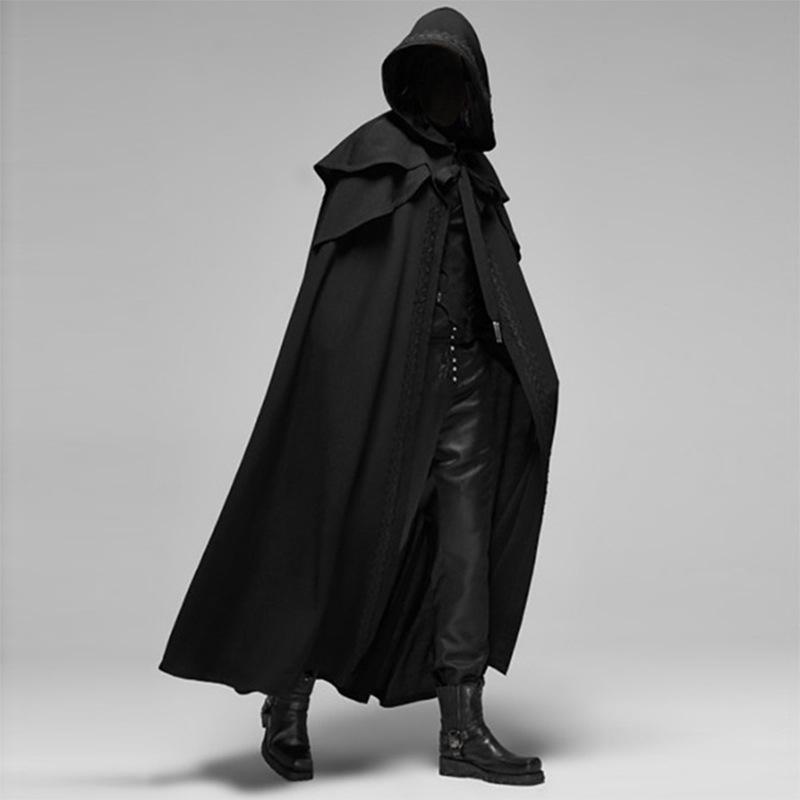 Mens Unisex Medieval Cape Cloak With Hood Renaissance Costuems Halloween Cosplay Knight Tunic Gothic Witch Party Cape