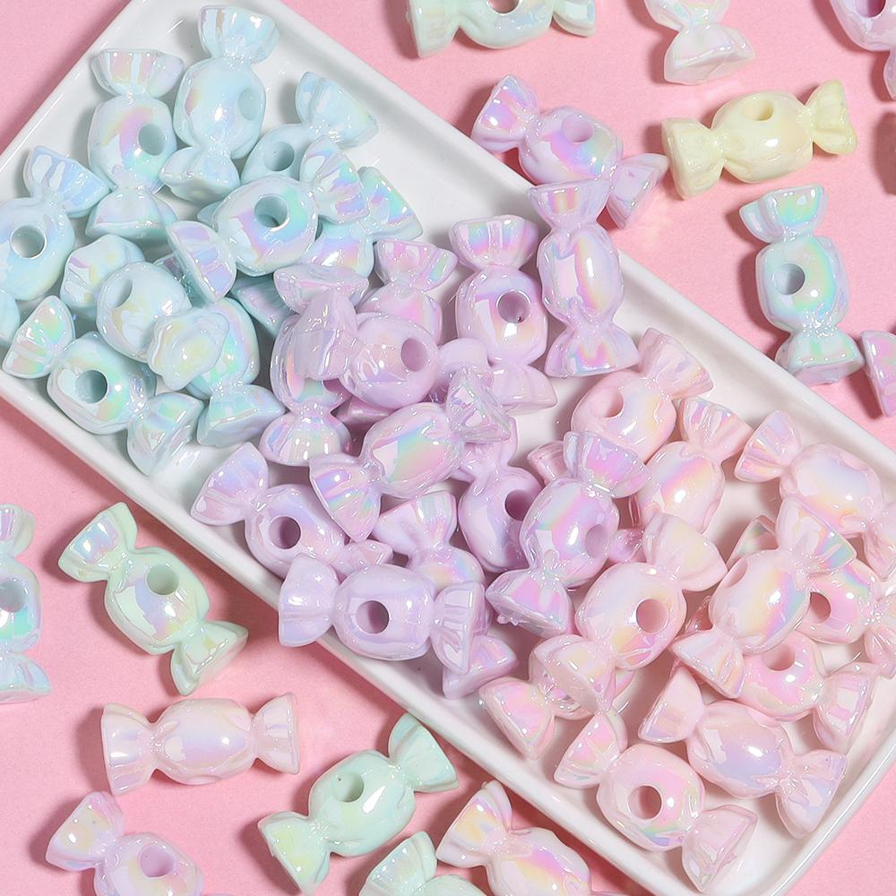10pcs/lot Acrylic Big Hole Beads Colored Candy Shape Loose Spacer Beads For DIY Crafts Bracelet Keychains Jewelry Accessories