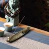 1PC Vintage Bronze Small Incense Burners Ornaments Bamboo Raft Incense Base Incense Stick Holder Stand Tray Ash Catcher Plate