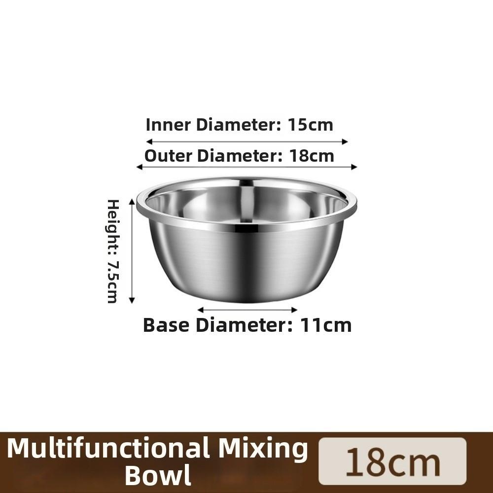 

Food Grade Stainless Steel Bowl Multi Purpose Thickened Deepen Mixing Bowl Stable High Capacity Metal Water Bowls
