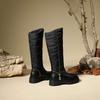Krazing Pot PU Down Boots Cold-resistant Winter Shoes Med Heels Size 44 Super Size Snow Boots Zipper Round Toe Keep Warm Thigh High Boots