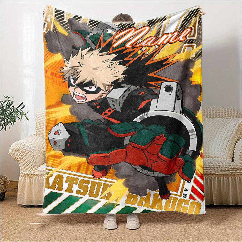 Custom Name My Hero Academia Theme Printed Blanket - Perfect for Couch, Bed, Travel & Outdoor Use | Machine Washable, Cozy & Durable.