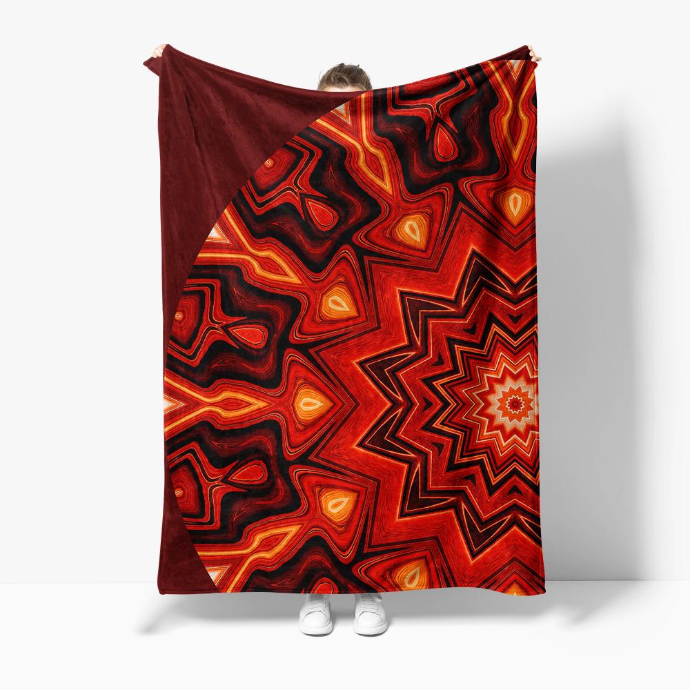 

Vibrant Abstract Pattern Fleece Blanket Geometric Red Orange Star Design Throw Soft Warm Cozy Bed Blanket Gift 100x150cm