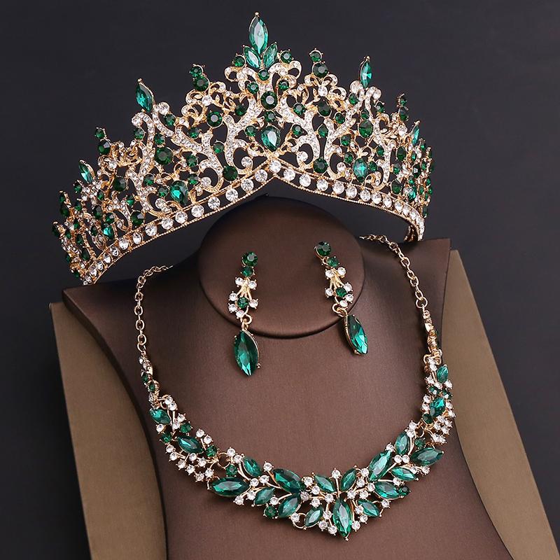 Luxury Crown Bridal Jewelry Sets for Women Tiaras and Necklace Earrings Prom Bride Jewelry Set Wedding Dress Accessories