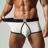 Men's Low Waist Solid Color Boxer Briefs Breathable Sexy Pouch Underwear Male Trunks Panties U-Convex Pouch Underwear