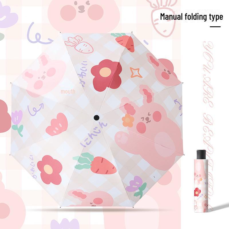 

Мультяшный автоматический зонт с защитой от ультрафиолета: Складной солнцезащитный козырек двойного назначения для солнечных и дождливых дней.