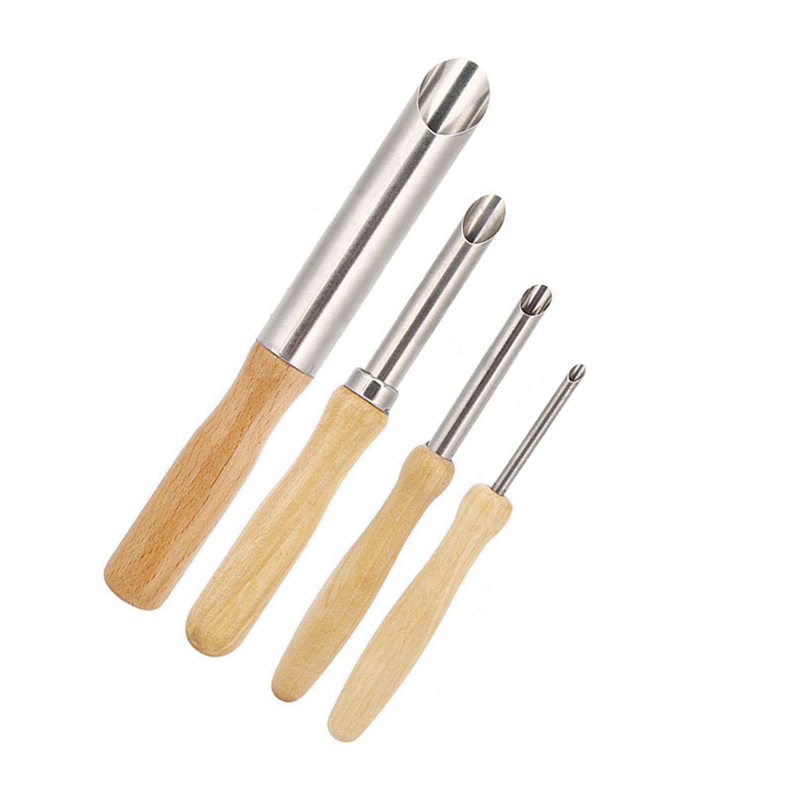 

4Pcs Wood Handle Circular Round Hole Pottery Clay Cutters Carving Drilling Tool