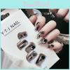 Women's Gel Jelly Double-sided Black Butterfly Floral False Nail Stickers X104