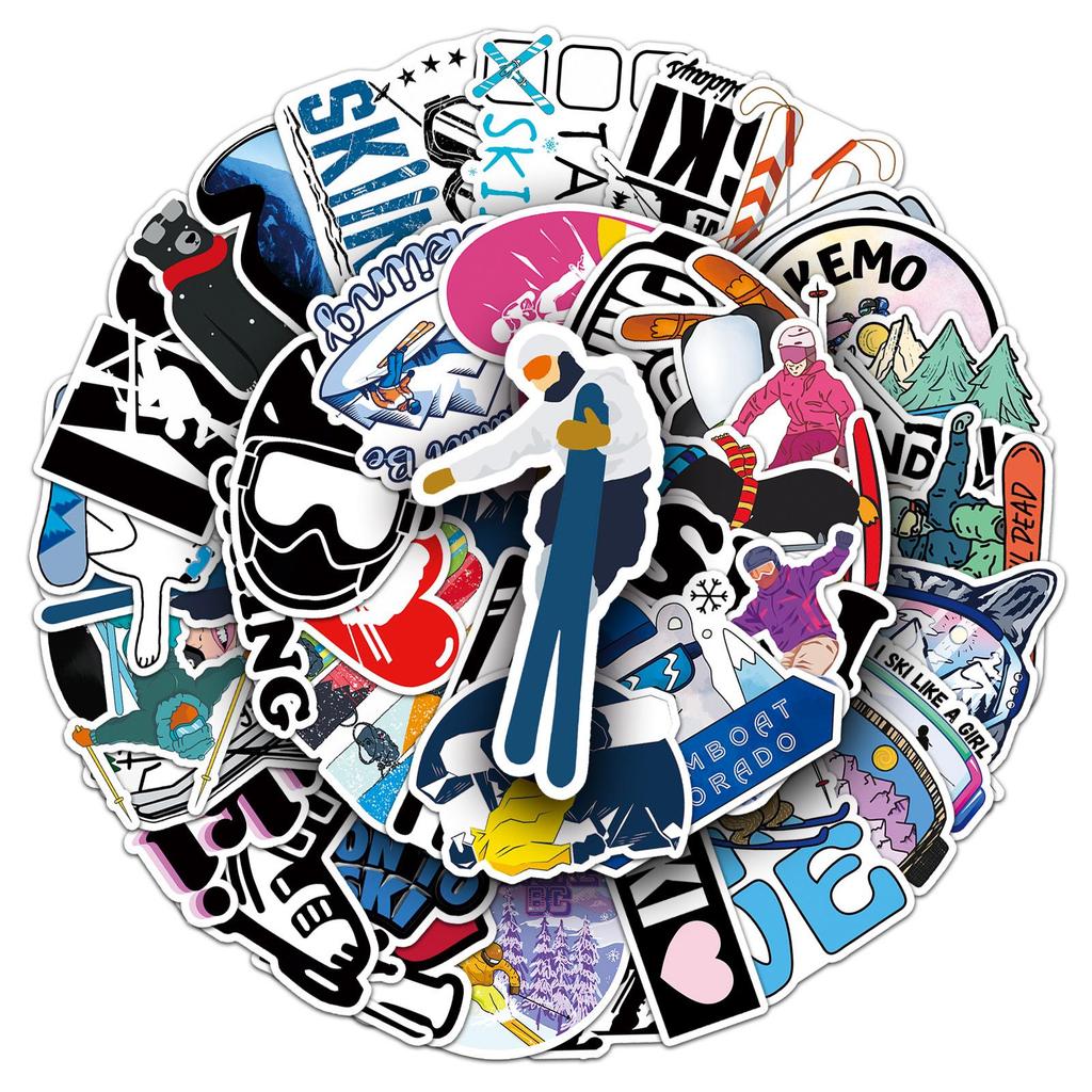 Ski and Sports Stickers: 50 Waterproof, Trendy Designs for Luggage, Suitcases, and Laptops