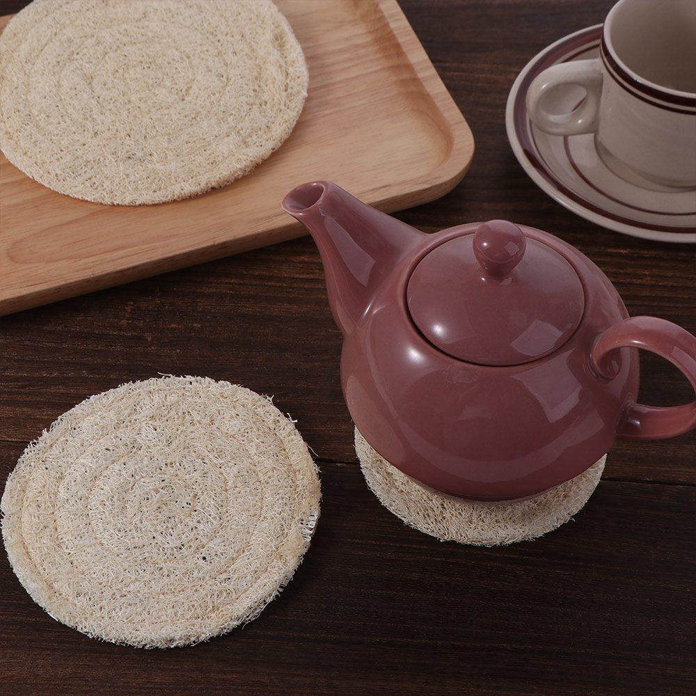 Loofah Fibre Teapot Pad Round Loofah Mat Home Accessorie Tea Cup Mat Tea