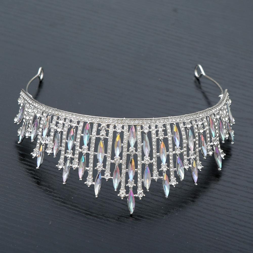 1pc Luxury Bridal Crystal Crown Zircon Wedding Tiara Hair Luxury Heirloom Headpiece for Bride Boho Photoshoot Royal Theme Events