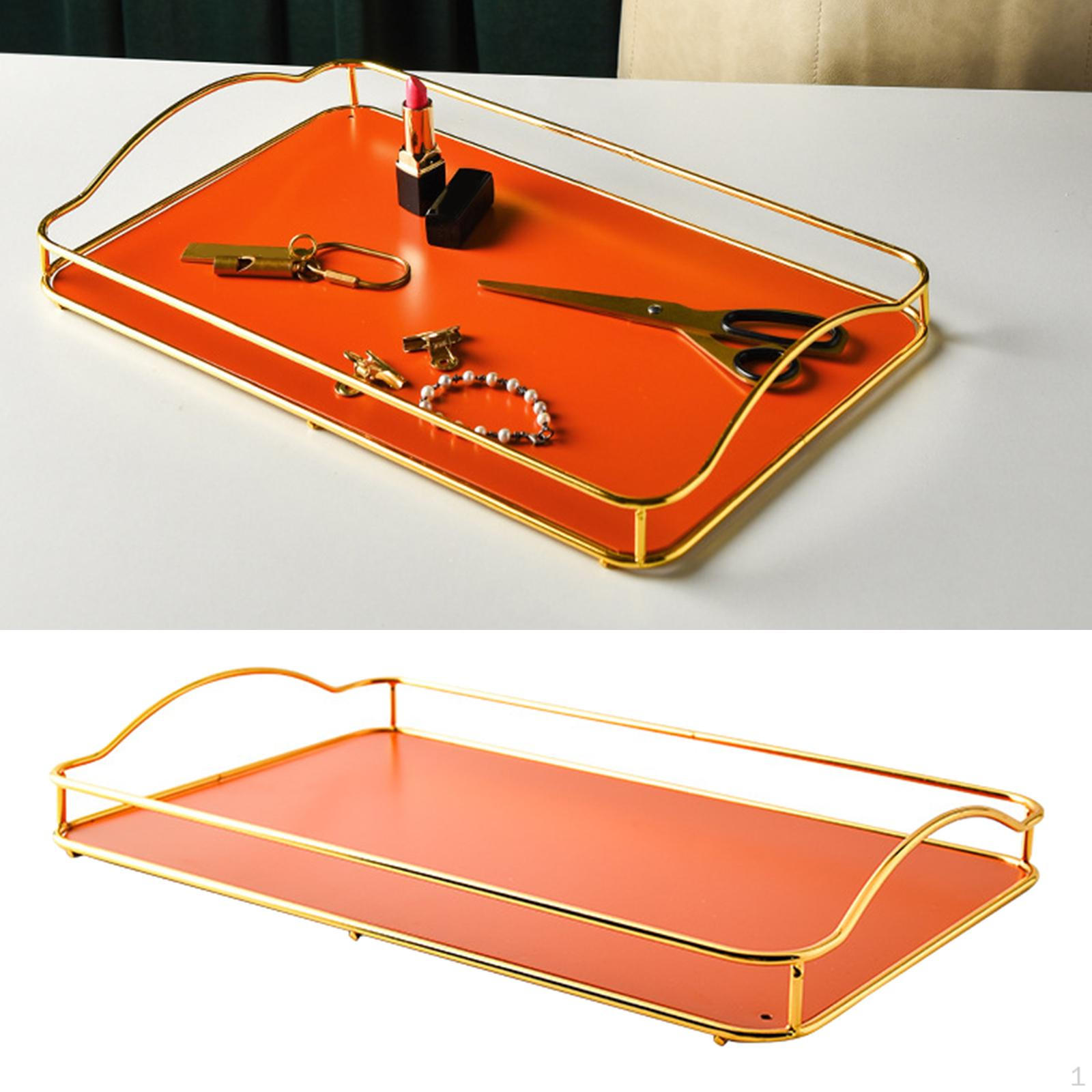 Vanity for Bathroom Dresser Desk Platter Metal Handles Serving Orange Large