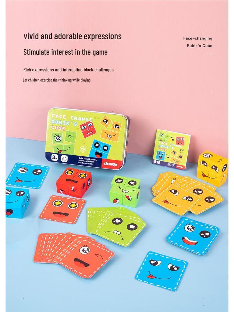 Cross-border Face-Changing Magic Cube Building Puzzle Game for Kids - Fun & Educational with Bell Battle Challenge