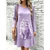 Women's Elegant Party Mini Dress Loose Crew Neck Short Sleeve Home Dress Summer Casual Daily Graphic Animal Cats 3D Print Dress