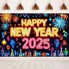 2025 Happy New Year Background Neon Glow Graffiti Backdrop Family Celebrate Party Portrait Wall Decor Banner Photo Booth Props