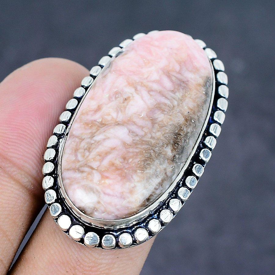 Natural Rhodochrosite Gemstone 925 Sterling Silver Jewelry Ring Size 6 r9L32
