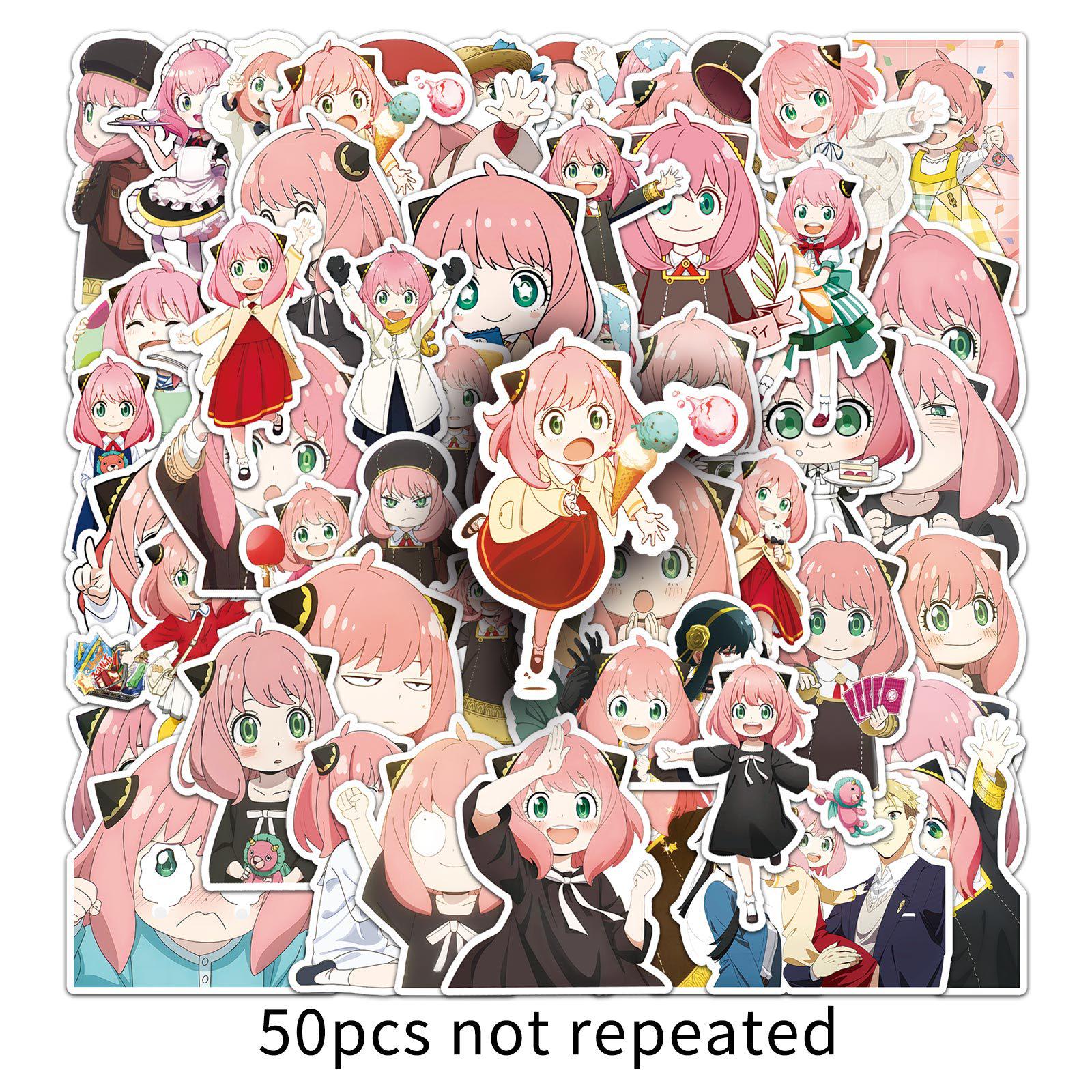 

50 Cute Anya Stickers - Spy x Family Anime for Personalizing Notebooks, Phones, and DIY Projects