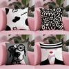 Advanced Black White Pillow Case Soft Plush Fabric DoubleSided Printed Cushion Cover Warm Winter Sofa Pillow Case