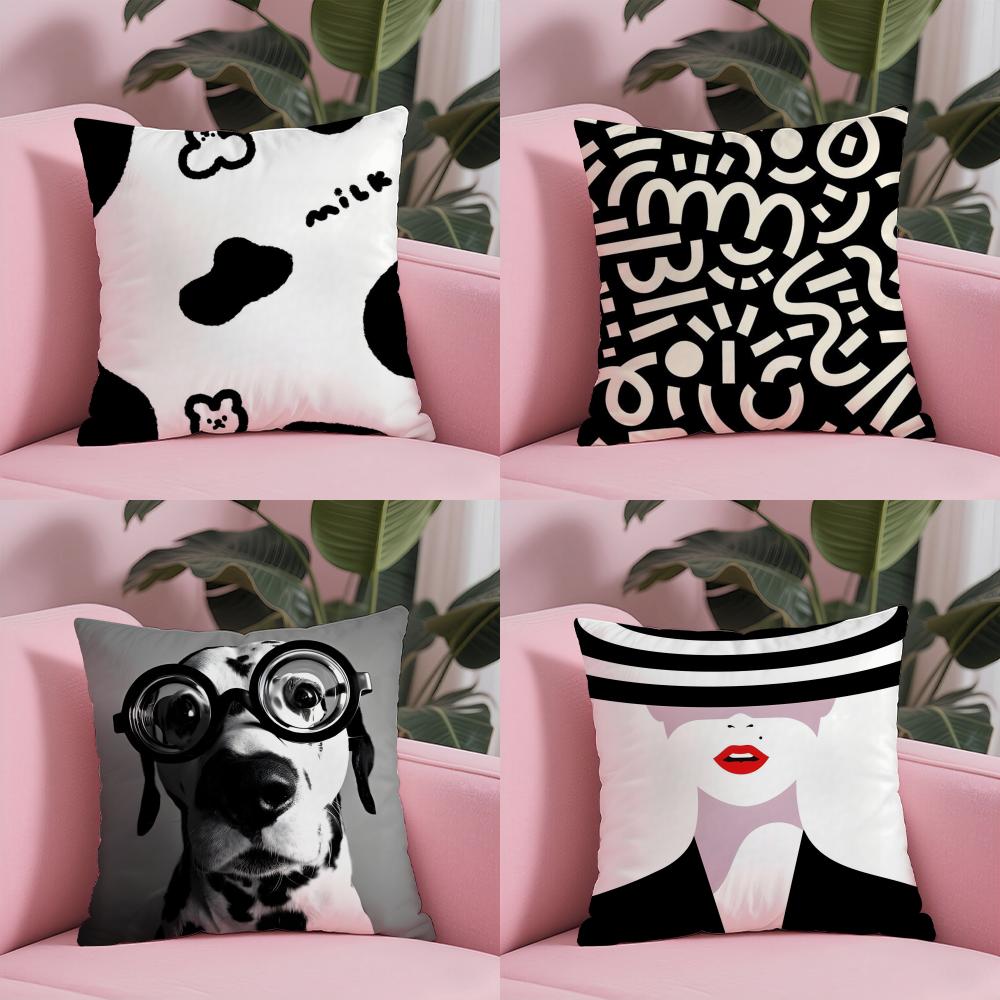Advanced Black White Pillow Case Soft Plush Fabric DoubleSided Printed Cushion Cover Warm Winter Sofa Pillow Case