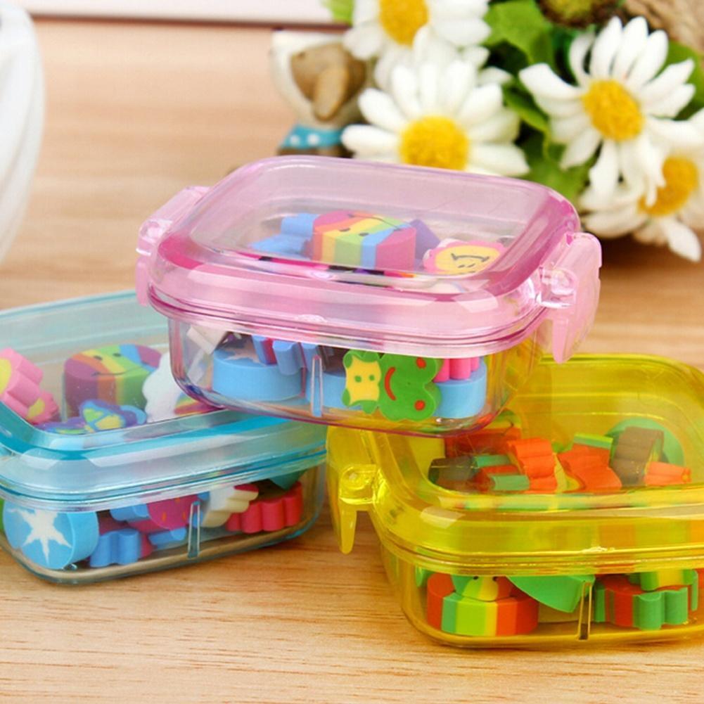1 Box of Lovely Rubber Eraser Set Stationery Novelty Children Gift Random Color