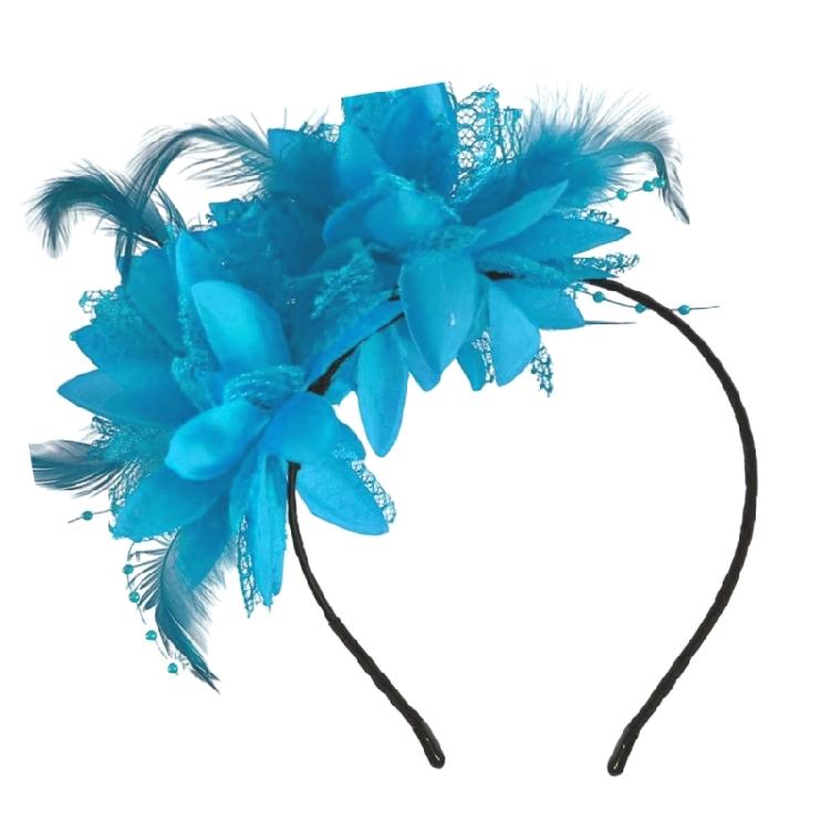 Luxurious Soft Feathered Hairpiece Flower Headwear Adjustable Headband for Halloween Festival Costume Coplay Party