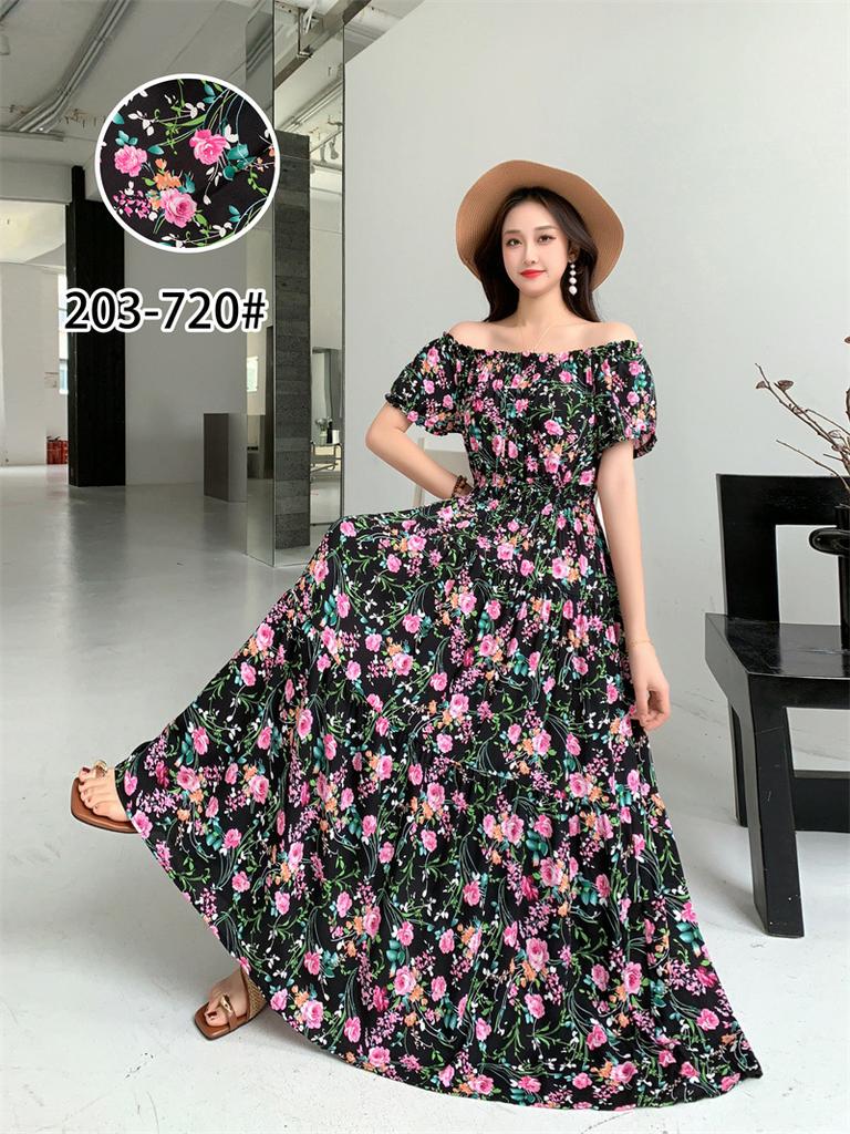 Off-Shoulder One-Neck Cotton Silk Dress Children's Summer Dress Bohemian Island Vacation Dress Travel Beach Dress