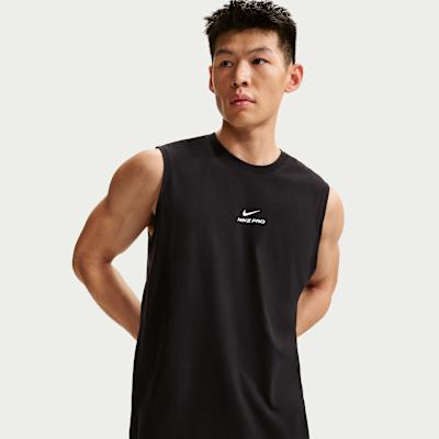 Nike Tank Tops Men s Black/White Crew Neck Moderate S