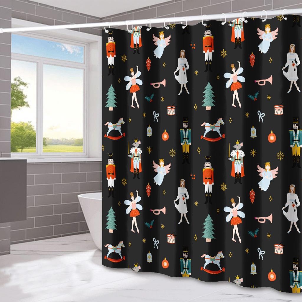 Santa Claus'S Bow Tie Washable Dirt-Resistant Shower Curtain Shower Head Waterproof Polyester Bath Curtain For Home Decor