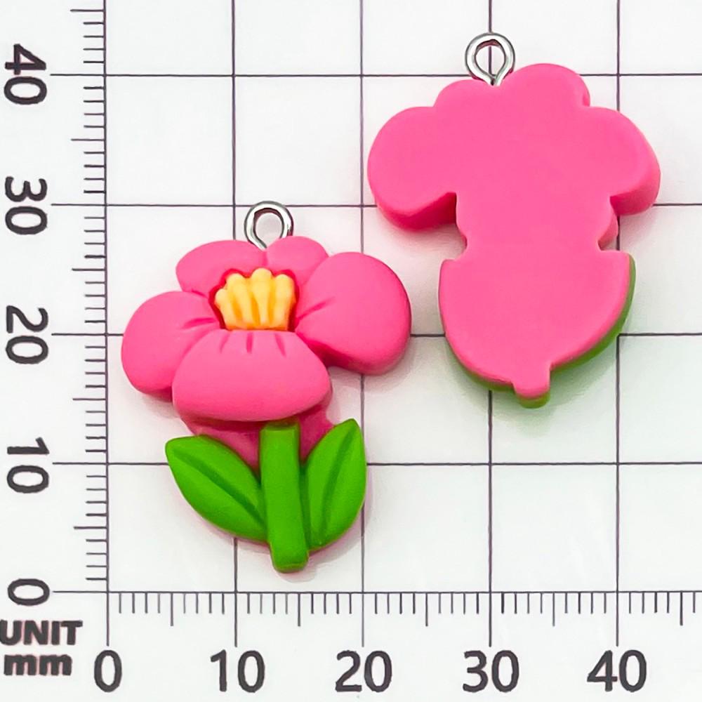 30-Piece Set: Pink Resin Sunflower & Rose Flower Pendants for DIY Jewelry