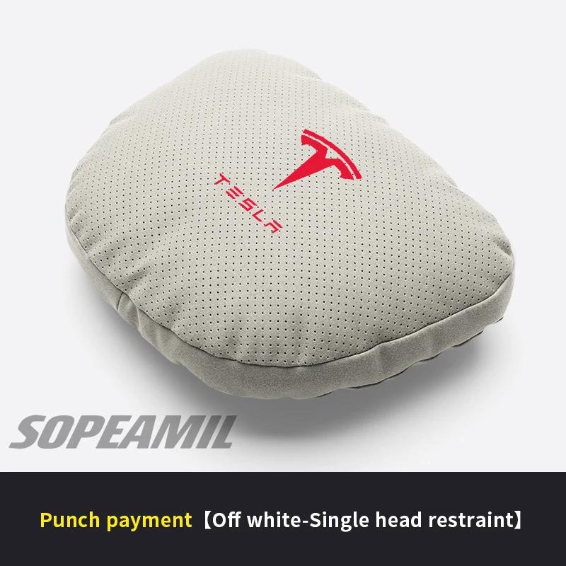 TDMC1 Car Ventilate Suede Headrest Neck Support Tesla Model 3 Model Y Model S Model X Cybertruck Roadsrer Seat Waist Cushion Pillow