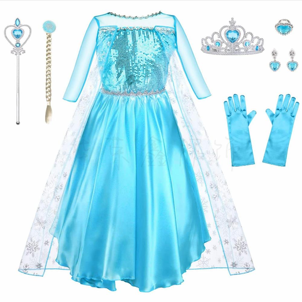 Girls Elsa Anna Dress Children Princess Carnival Dress Kids Jasmine Rapunzel Pageant Flower Disguise Cosplay Christmas Costume