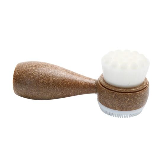 Mini Facial Cleansing Brush Dual-Sided Gentle Exfoliating Brush with Handle Hygienic Skincare Tool for Deep Pore Cleaning