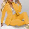 2 pezzi/set da donna, completo cappotto pantaloni set risvolto bottoni decorazione cardigan lunghezza media manica lunga giacca vita alta pantaloni dritti signora formale pendolarismo vestito