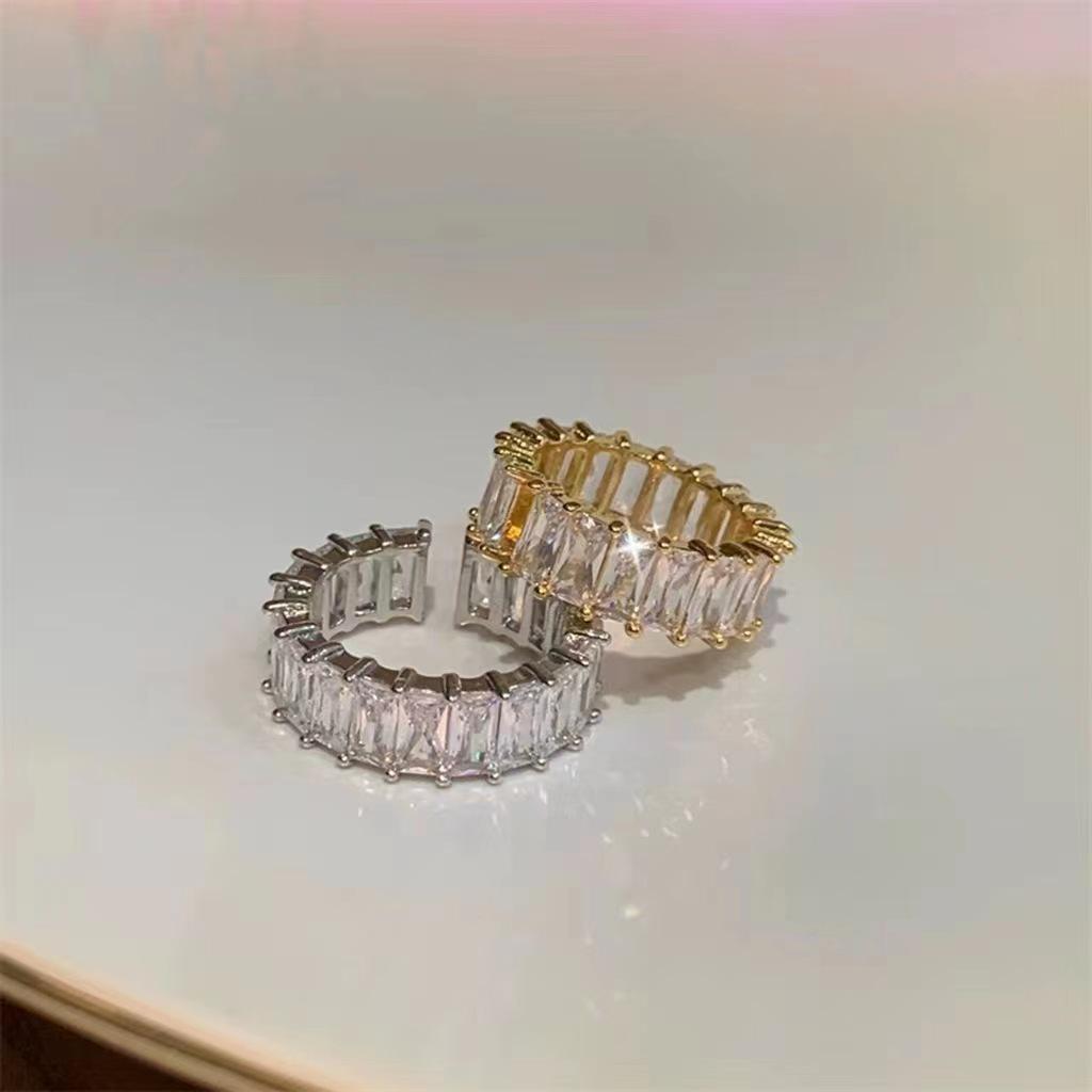 Korean Style Rectangle Diamond Women's Adjustable Fashion Ring - Trendy, Light, and Versatile Design.