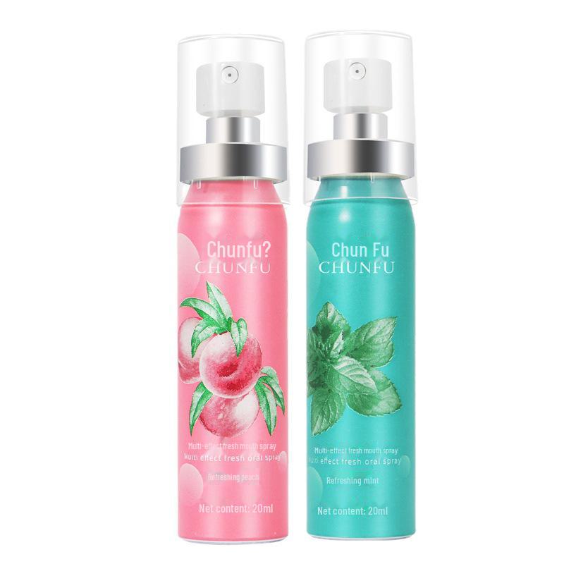 Peach Mint Long-Lasting Breath Freshener Spray - Portable Oral Spray for Bad Breath