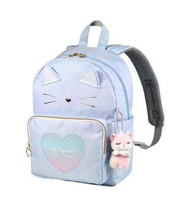 Sac à dos Chat Pailleté Enfants Bleu Clair Chat Chat Fille École Primaire Maternelle Déperlant Filles Sortie Scolaire Déperlant [anilet+]