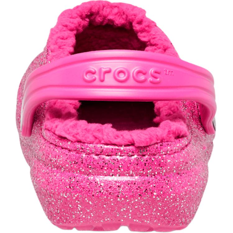 Crocs Classic Lined Glitter Clog Comfortable Versatile Toddler Shoes Baby clogs Pink 207463-6SZ