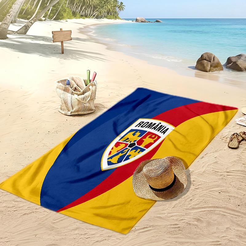 Romania Football Print Beach Towel Quick Dry Super Absorbent Soft Bath Towel for Swimming Beach Travel Fan Souvenir Gift