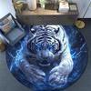 Electric Tiger Round Area Rug,Carpet Rug for Living Room Bedroom Sofa Playroom Decor,Non-slip Floor Mat