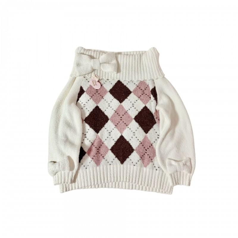 Korean Sweet Bow Contrast Color Quilted