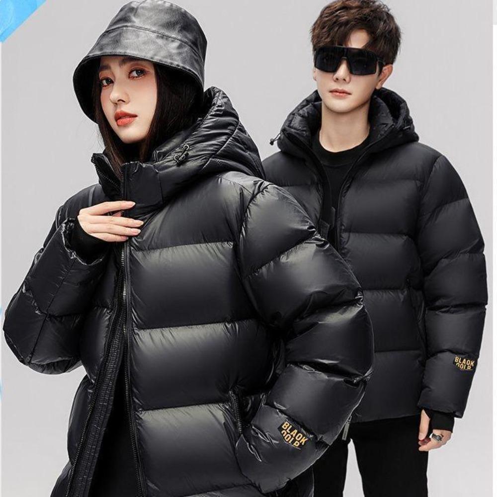 

Зимняя новая черная с золотом хлопковая куртка для пар, мужская и женская, одинаковая хлопковая куртка, свободная хлопковая одежда, короткая куртка 3XL recommends 170-95kg чёрный