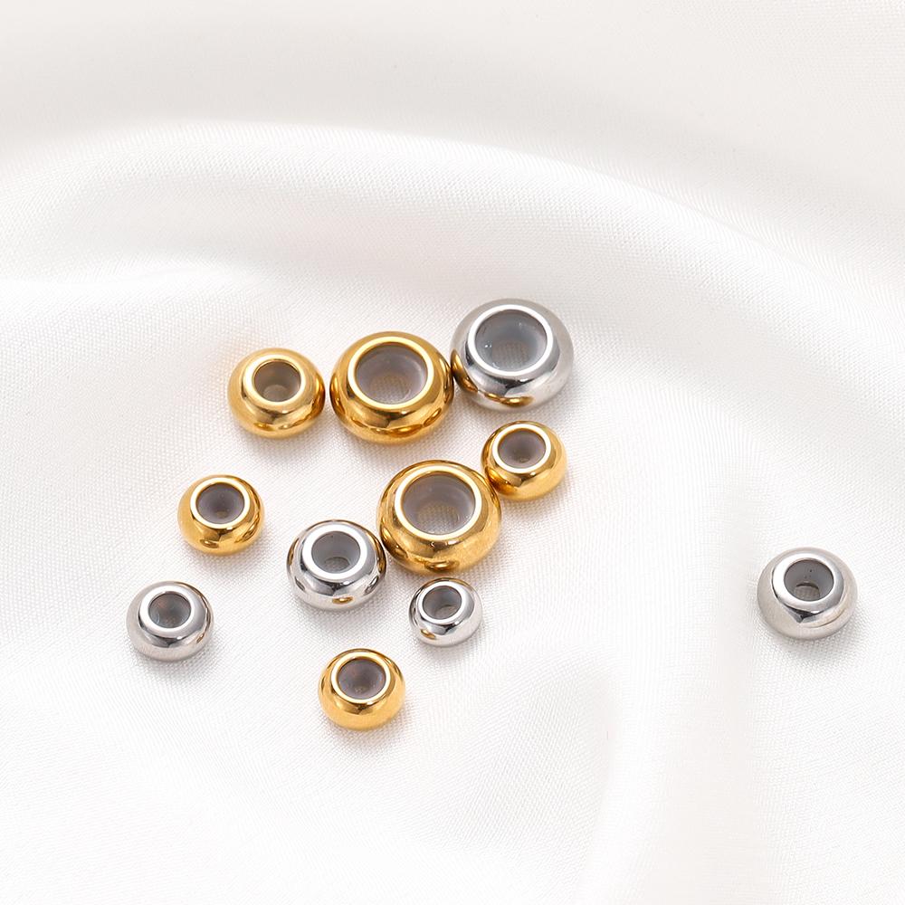10Pcs 6/7/8/10mm Stainless Steel Adjustment Beads with Non-slip Silicone Ring Gold Color Stopper Spacer Beads for Jewelry Making
