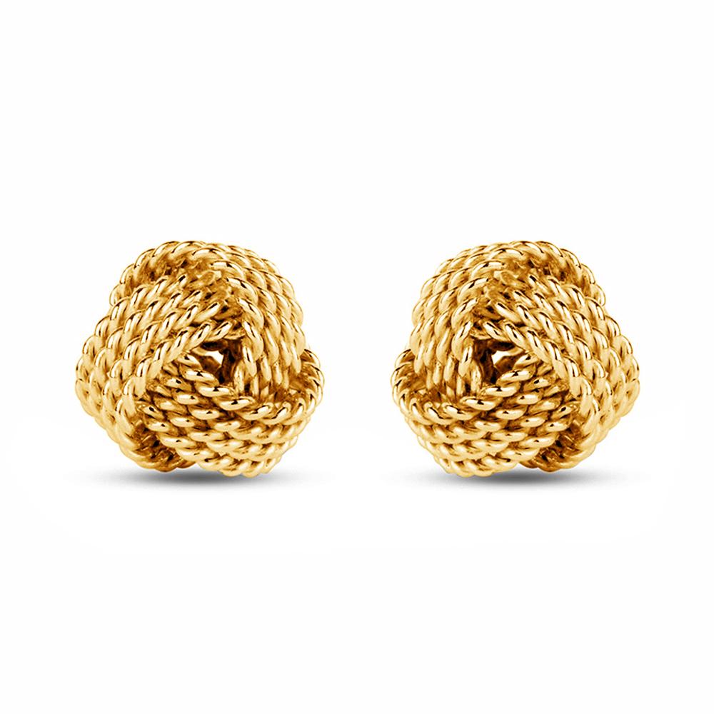 LeCalla S925 Sterling Silver Jewelry Gold-Plated Italian Design Diamond-Cut Wire Love Knot Stud Earring for Women