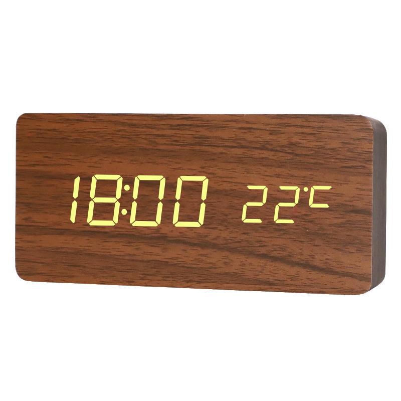 Silent LED Retro Wooden Alarm Clock - Creative and Luminous for Bedroom or Living Room