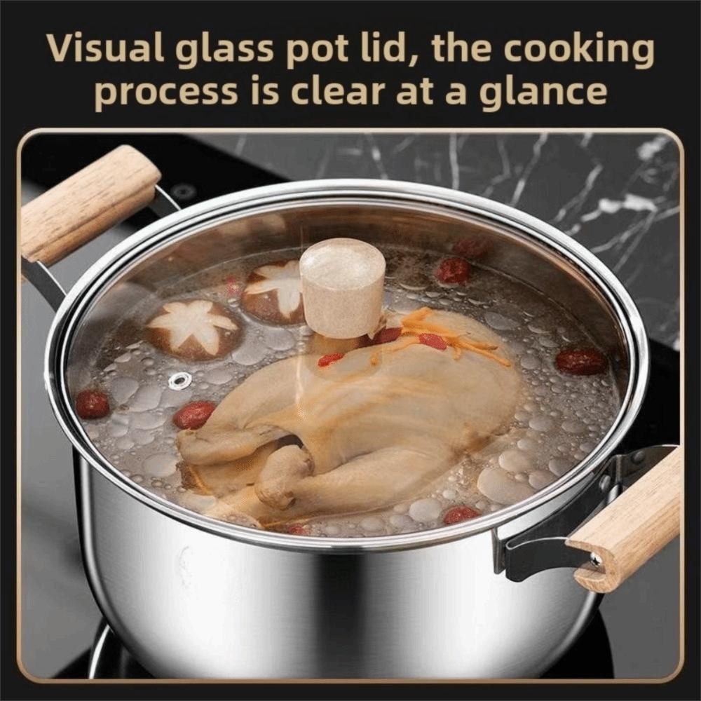 Food Grade Stainless Steel Stock Pot with Lid Non Stick Stew Soup Pot Easy To Clean Cooking Tools Stainless Steel Steamer